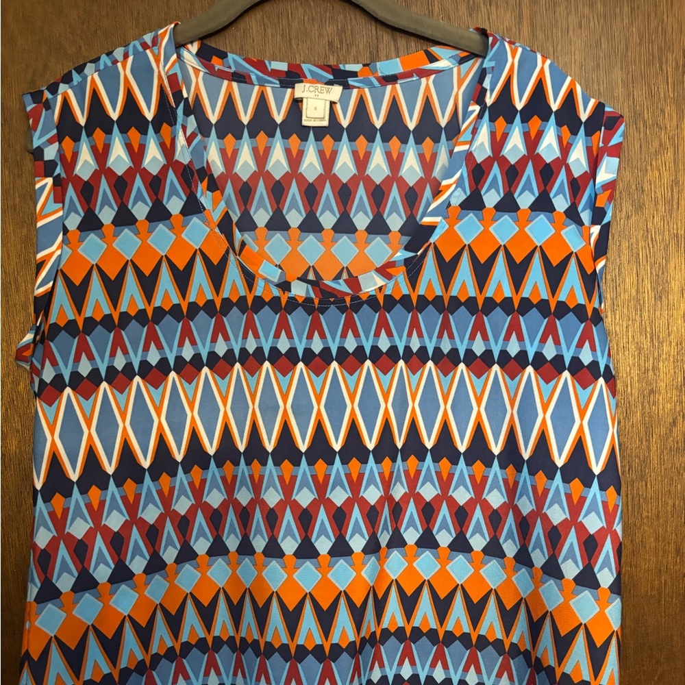 J Crew Ikat Print Sleeveless Top